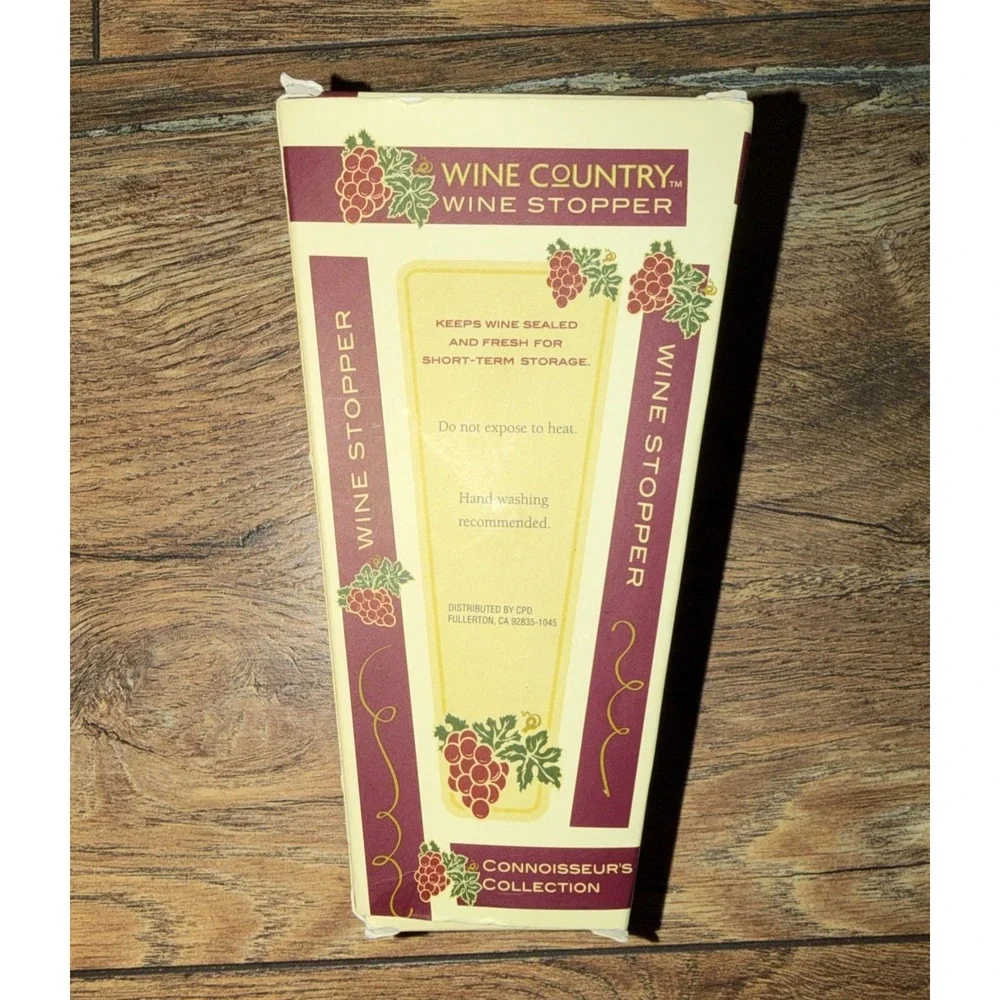 Vintage New Wine STOPPER‎ Connoisseur's Collection WINE COUNTRY Stainless Wood